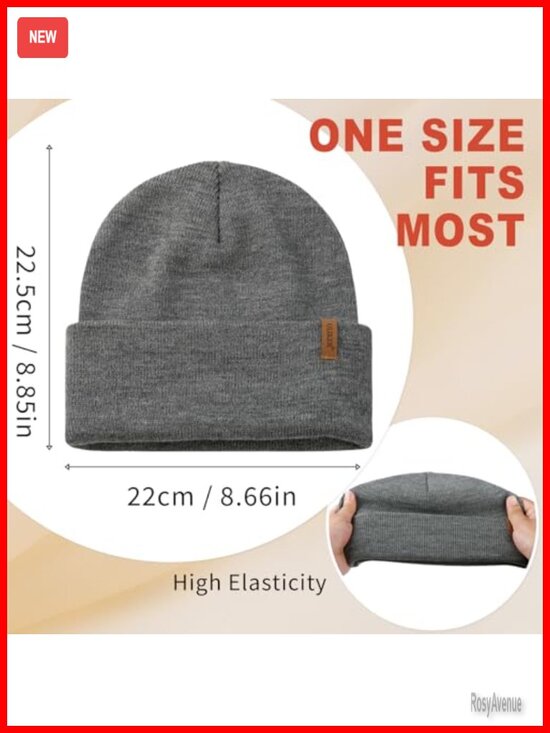 Double Layer Warm Knit Beanie Skull Cap for Cold Weather